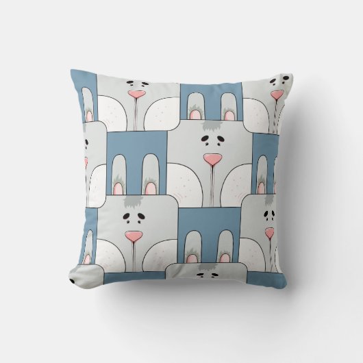 Team Bunny Face_Grijs en Blauw Kussen (Voorkant)