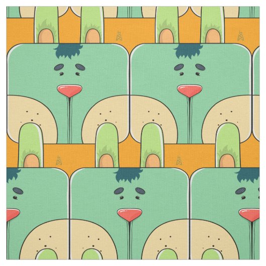 Team Bunny Face - Groen en Sinaasappel Stof (Swatch)