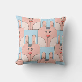 Team Bunny Face - Roze en Blauw Kussen