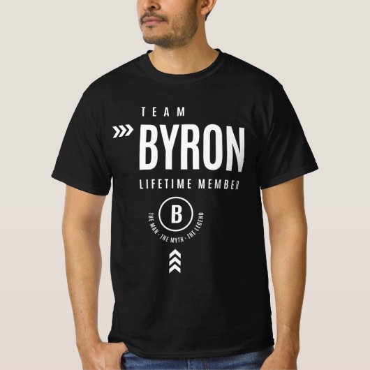Team Byron Lifetime Member Personalized Name T-shirt (Voorkant)