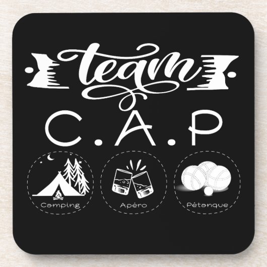 Team C.A.P Camping Apero Pétanque Bier Onderzetter (Voorkant)