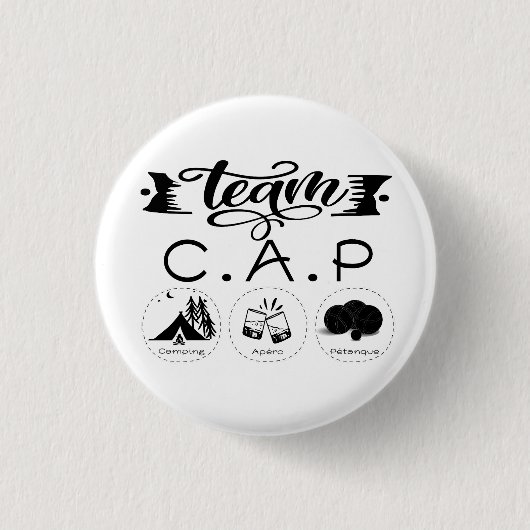 Team C.A.P Camping Apero Pétanque Ronde Button 3,2 Cm (Voorkant)