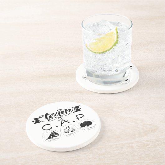 Team C.A.P Camping Apero Pétanque Zandsteen Onderzetter (Zijkant)