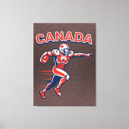 Team Canada Football Dynamic Patriotic Athlete Art Canvas Afdruk