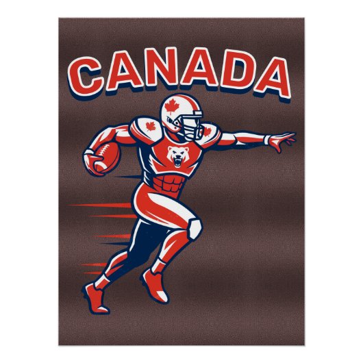 Team Canada Football Dynamic Patriotic Athlete Art Perfect Poster (Voorkant)