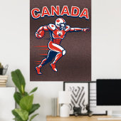 Team Canada Football Dynamic Patriotic Athlete Art Poster (Thuiskantoor)