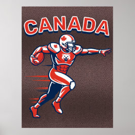 Team Canada Football Dynamic Patriotic Athlete Art Poster