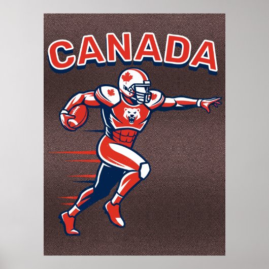 Team Canada Football Dynamic Patriotic Athlete Art Poster (Voorkant)