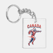 Team Canada Football Dynamic Patriotic Athlete Art Sleutelhanger (Voorkant Links)