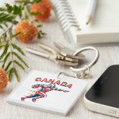 Team Canada Football Dynamic Patriotic Athlete Art Sleutelhanger (Voorkant Rechts)
