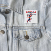 Team Canada Football Dynamic Patriotic Athlete Art Vierkante Button 5,1 Cm (In situ)