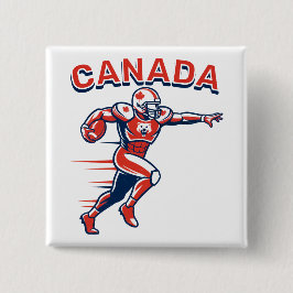 Team Canada Football Dynamic Patriotic Athlete Art Vierkante Button 5,1 Cm