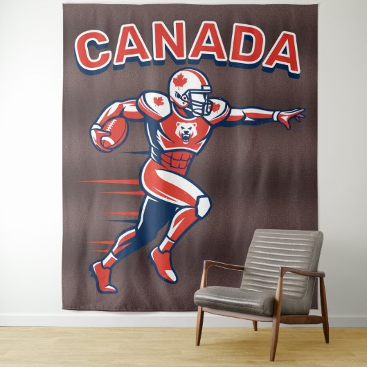 Team Canada Football Dynamic Patriotic Athlete Art Wandkleed (In situ)