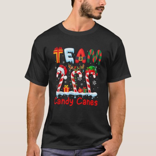 Team Candy Canes Christmas Three Santa Reindeer El T-shirt (Voorkant)