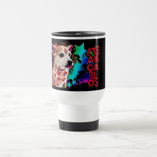 Team Carlos Chihuahua Retro Design Travel Mug Reisbeker (Center)