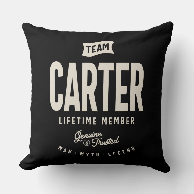 Team Carter Lifetime Lid Persoonlijke naam Kussen (Voorkant)