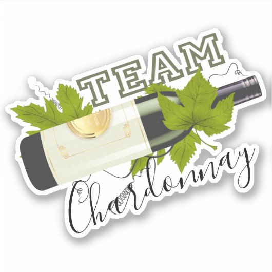 Team Chardonnay witte wijn druif wijnfles Sticker (Voorkant)