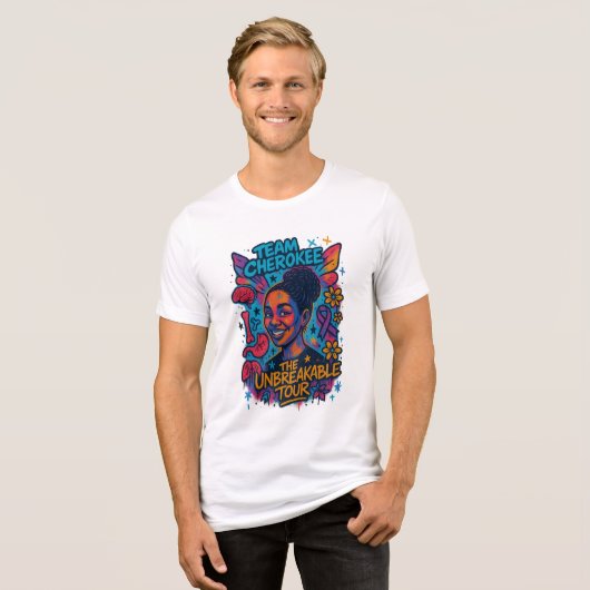 Team Cherokee Unbreakable Tour Men's Tee (White) Tri-Blend Shirt (Voorkant volledig)