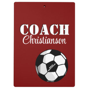Team Coach Maroon en White Soccer gepersonaliseerd Klembord
