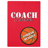 Team Coach Rood en Wit Basketbal gepersonaliseerd Klembord (Achterkant)