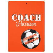 Team Coach Sinaasappel en Wit Voetbal Gepersonalis Klembord (Achterkant)