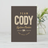 Team Cody Lifetime Lid Persoonlijke naam Kaart (Staand voorkant)