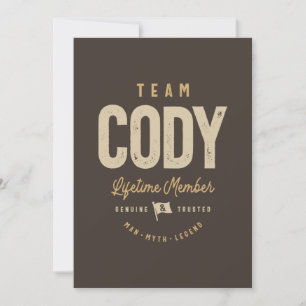 Team Cody Lifetime Lid Persoonlijke naam Kaart