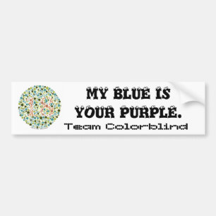 Team Colorblind:  Mijn blauw is je paars Bumpersticker