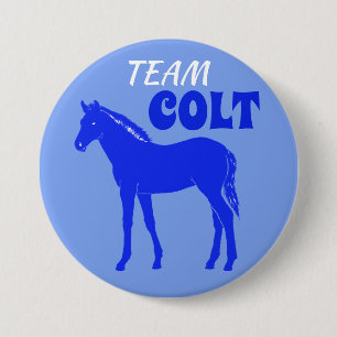 "Team Colt" Blauw geslacht onthullen Ronde Button 7,6 Cm