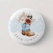 Team Cowboy Western Pink Boot Gender Reveal Ronde Button 5,7 Cm (Voorkant)