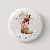 Team Cowgirl Western Pink Boot Gender Reveal Ronde Button 5,7 Cm (Voorkant)