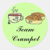 Team Crumpet Ronde Sticker (Voorkant)