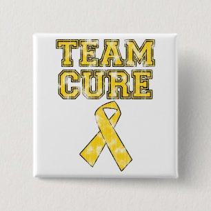 Team Cure (geel) Vierkante Button 5,1 Cm