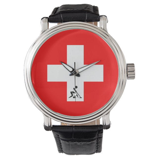 Team Curling Zwitserland Horloge (Voorkant)
