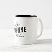Team Daphne Lifetime Lid met persoonlijke naam Tweekleurige Koffiemok (Voorkant rechts)