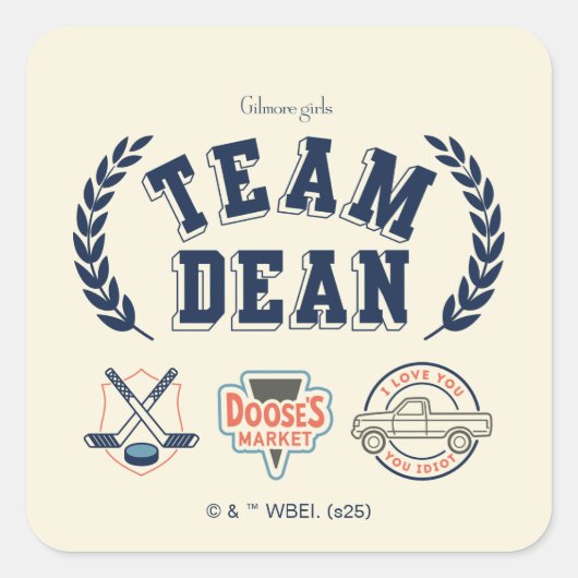 Team Dean Gilmore Girls-ontwerp Vierkante Sticker (Voorkant)