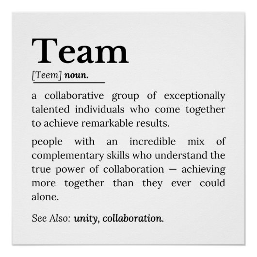 Team Definition – The Power of Collaboration Perfect Poster (Voorkant)