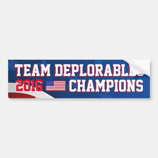 TEAM DEPLORABLES 2016 USA CHAMPIES! BUMPERSTICKER (Voorkant)
