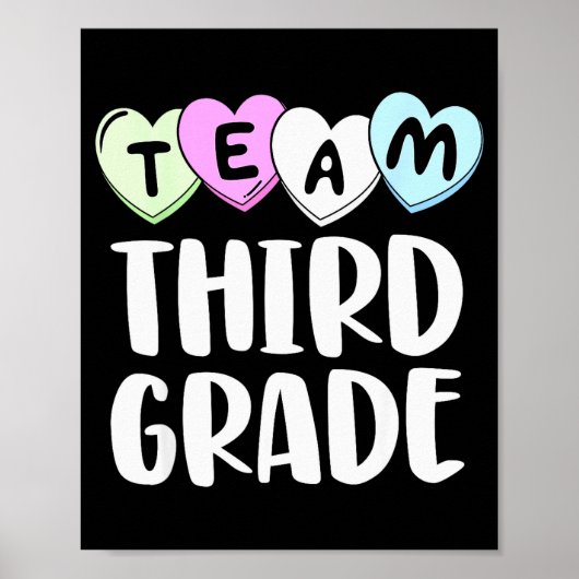 Team Derde Klas Shirt 3e Liefde Hartjes Leraar Waa Poster (Voorkant)