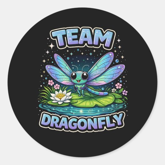 Team Dragonfly Ronde Sticker (Voorkant)