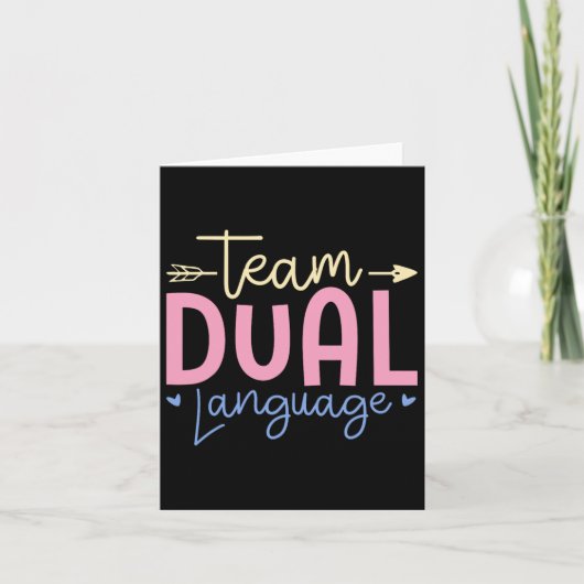 Team Dubbele Taal Grappige School Kaart (Voorkant)
