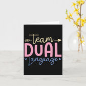 Team Dubbele Taal Grappige School Kaart (Gele Bloem)
