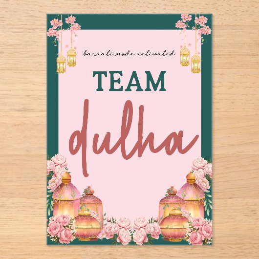 team dulha acryl uitnodigingen (Voorkant)