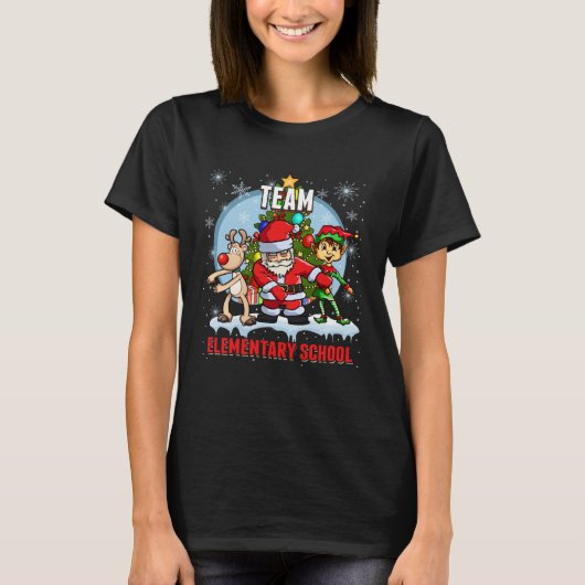 Team elementaire school Santa Elf Reindeer Flossar T-shirt (Voorkant)