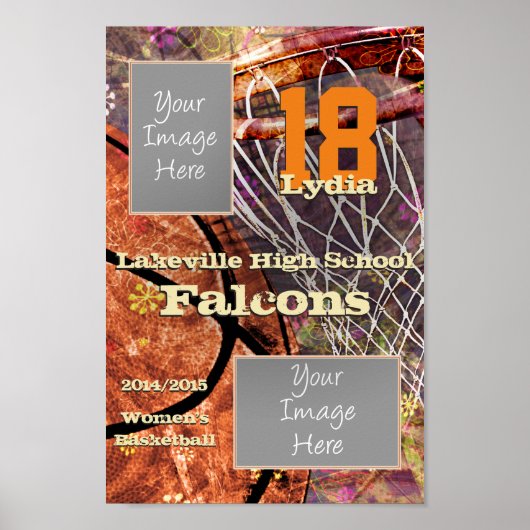 Team en speler Foto Meisjes Basketbal Poster (Voorkant)