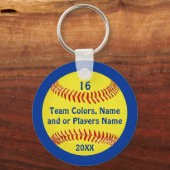 TEAM en SPIELER NAAM, NUMMER Softbal Sleutelhanger (Voorkant)