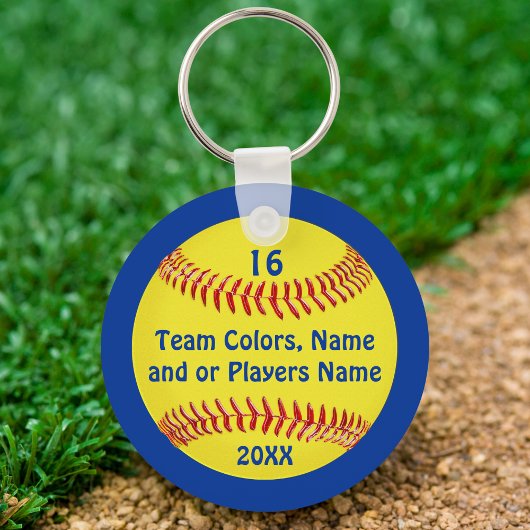 TEAM en SPIELER NAAM, NUMMER Softbal Sleutelhanger