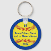 TEAM en SPIELER'S NAAM, NUMMER Softbal-sleutelhang Sleutelhanger (Voorkant)