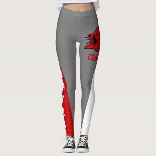 Team en ventilatorrood/grijs/witmasker leggings (Voorkant)