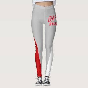 Team en ventilatorrood/grijs/witmasker leggings